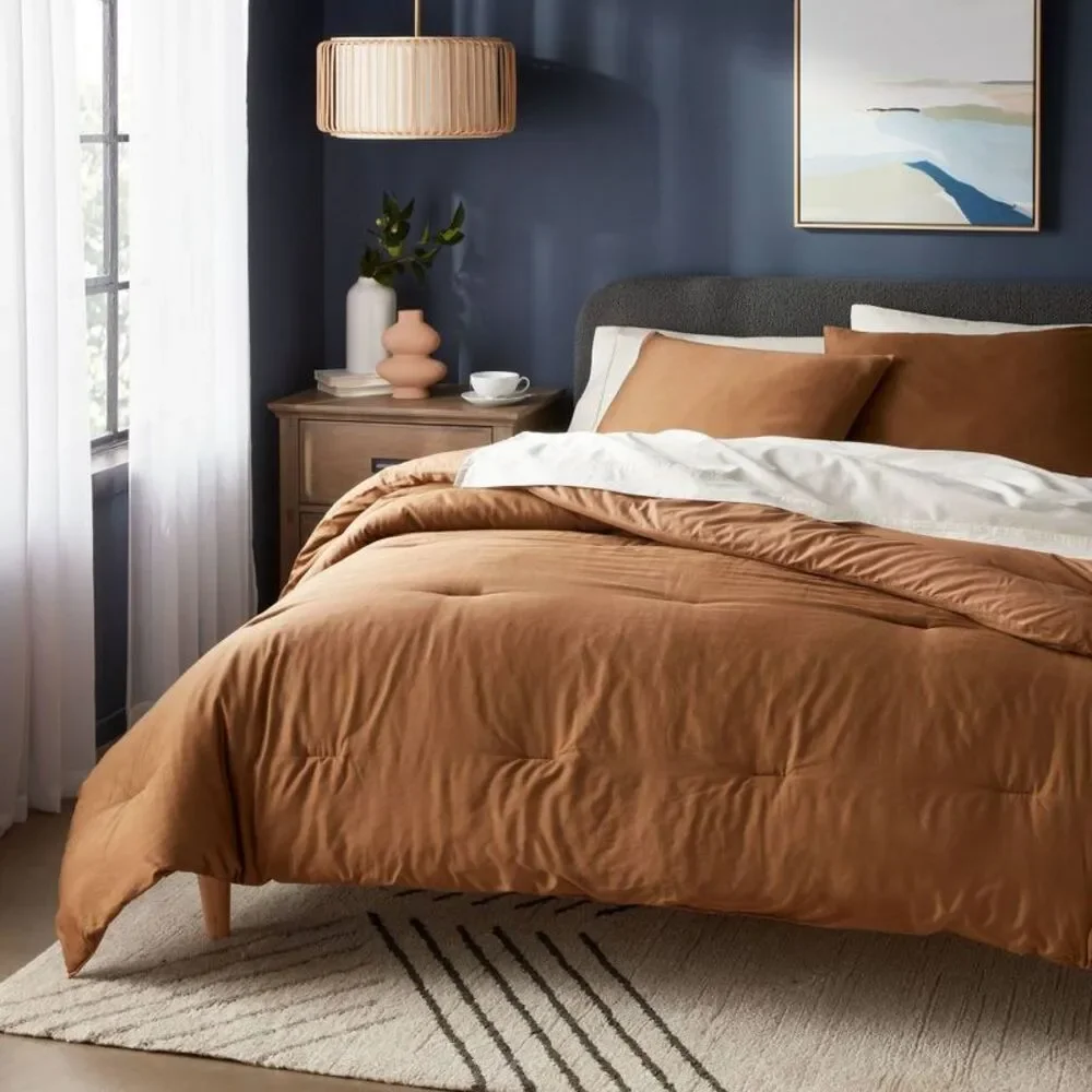 Twin/Twin XL 250TC Washed Cotton Sateen Comforter Set - Light Brown